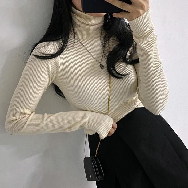 ハイネックストレッチリブニット 4113-画像5-韓国ファッション通販POPREA［ポップリア］