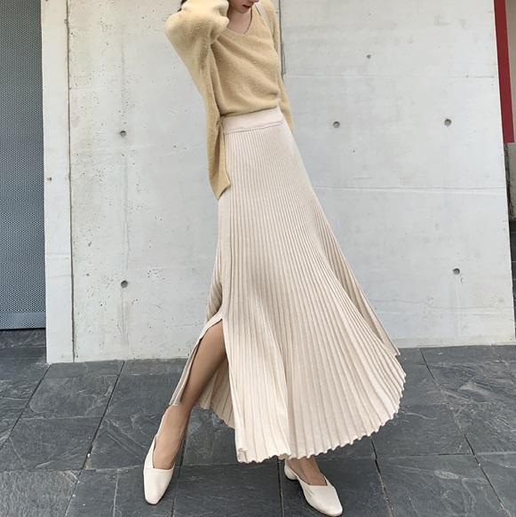 サイドスリットプリーツニットスカート 3901-画像5-韓国ファッション通販POPREA［ポップリア］