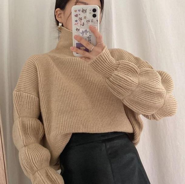 バブルスリーブショートニット 4115-画像5-韓国ファッション通販POPREA［ポップリア］