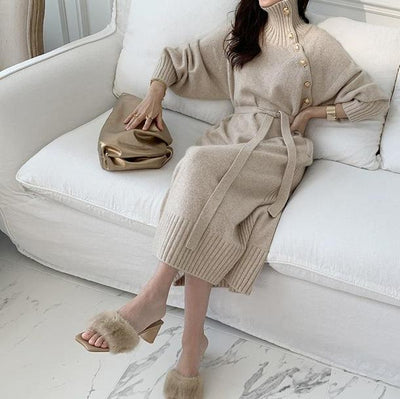 斜めボタンニットセータードレス 4244-画像5-韓国ファッション通販POPREA［ポップリア］