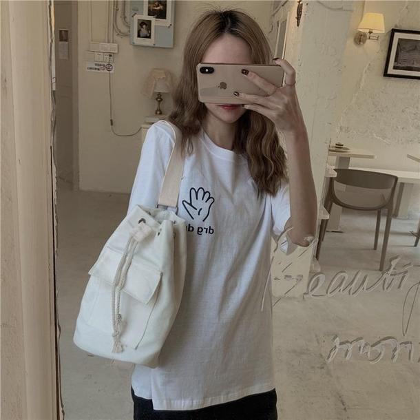 キャンバスバケツバッグ 3322-画像5-韓国ファッション通販POPREA［ポップリア］