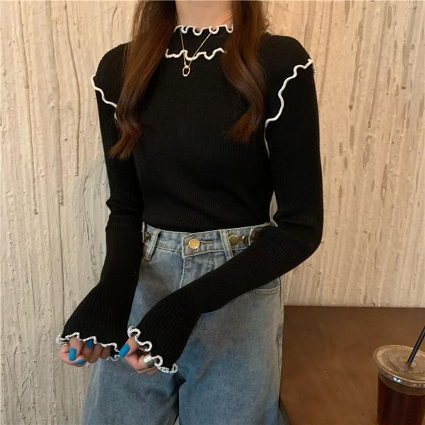 ハーフハイネックフリルニット 4141-画像6-韓国ファッション通販POPREA［ポップリア］