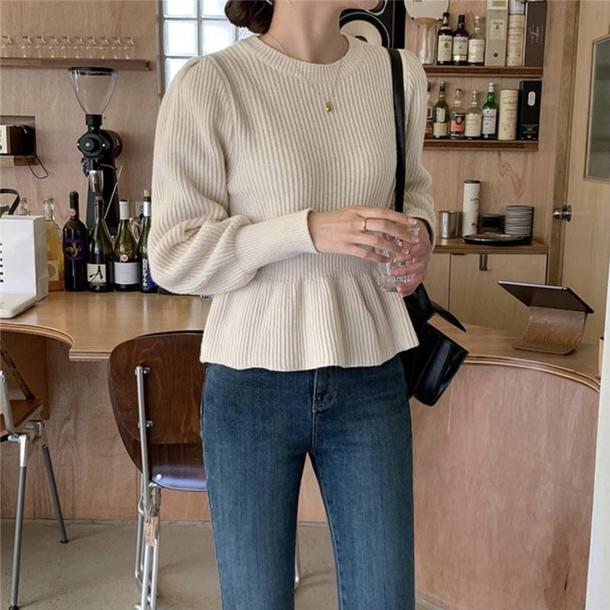 ペプラムシルエットニット4271-画像6-韓国ファッション通販POPREA［ポップリア］