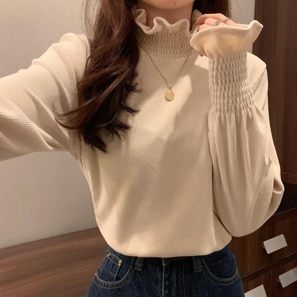 フリルフレアスリーブシャツ 4221-画像6-韓国ファッション通販POPREA［ポップリア］