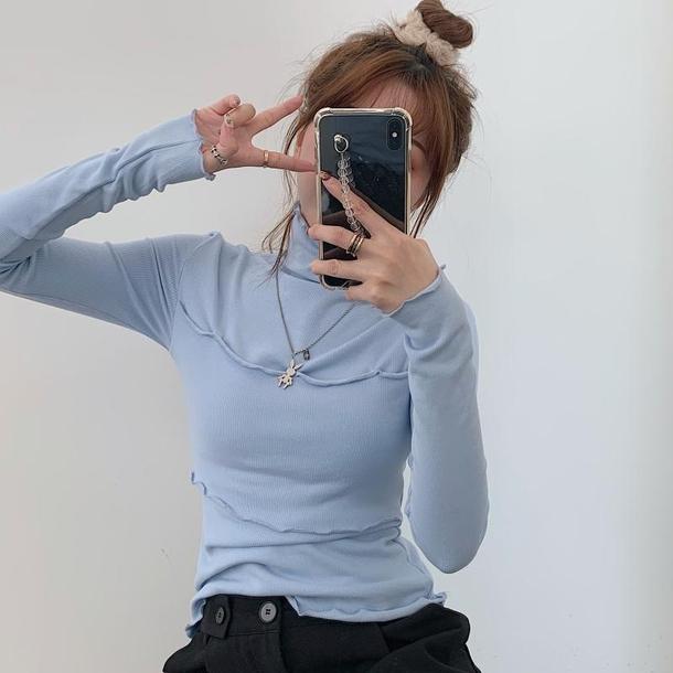 ウェーブフリルハイネックトップス 4404-画像6-韓国ファッション通販POPREA［ポップリア］