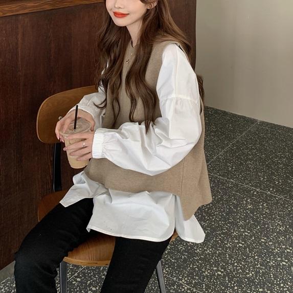 ニットベスト&袖コンシャスブラウス 4270-画像6-韓国ファッション通販POPREA［ポップリア］