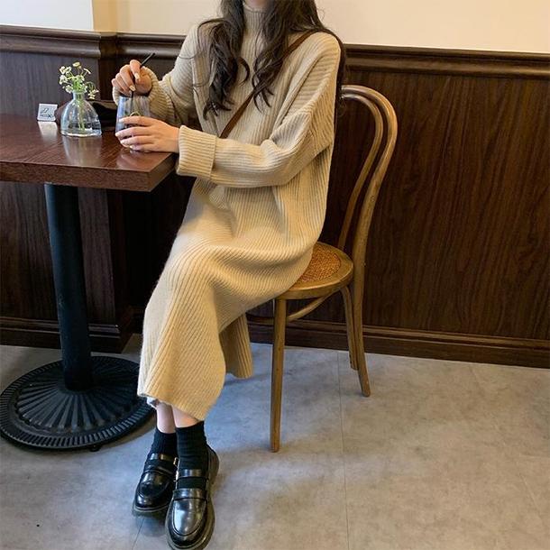 ラテカラーニットワンピース 4165-画像6-韓国ファッション通販POPREA［ポップリア］