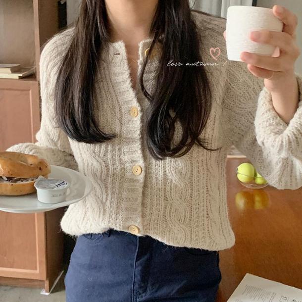 ラウンドネックウォームツイストカーディガン 4279-画像6-韓国ファッション通販POPREA［ポップリア］