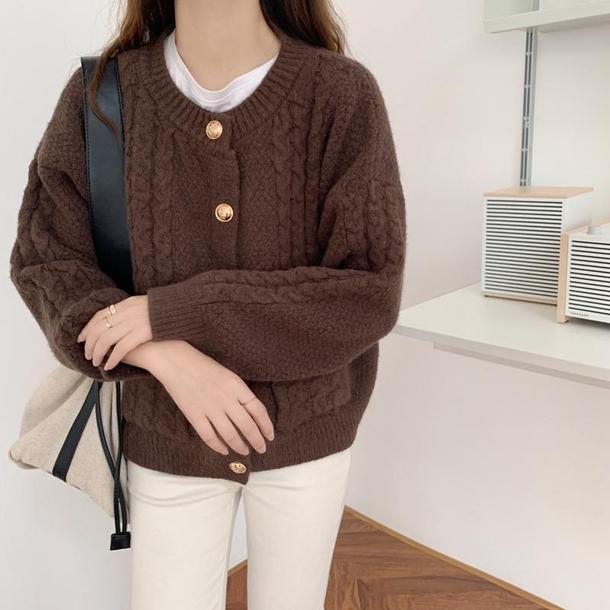 ニットラウンドネックカーディガン 4055-画像6-韓国ファッション通販POPREA［ポップリア］