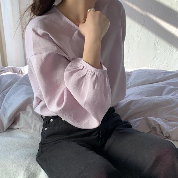 ラウンドネックランタンスリーブトップス 4444-画像7-韓国ファッション通販POPREA［ポップリア］