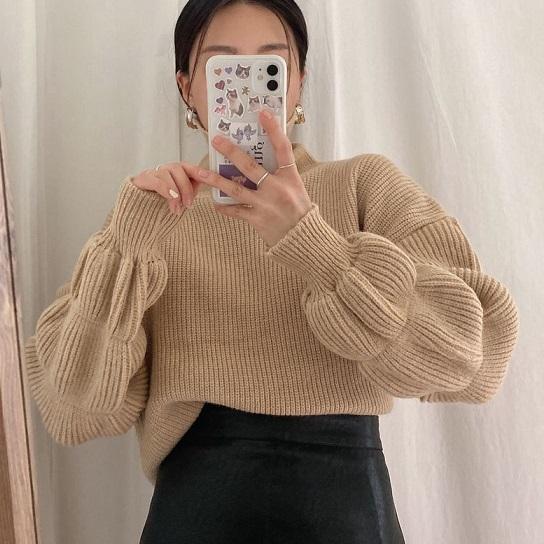 バブルスリーブショートニット 4115-画像7-韓国ファッション通販POPREA［ポップリア］