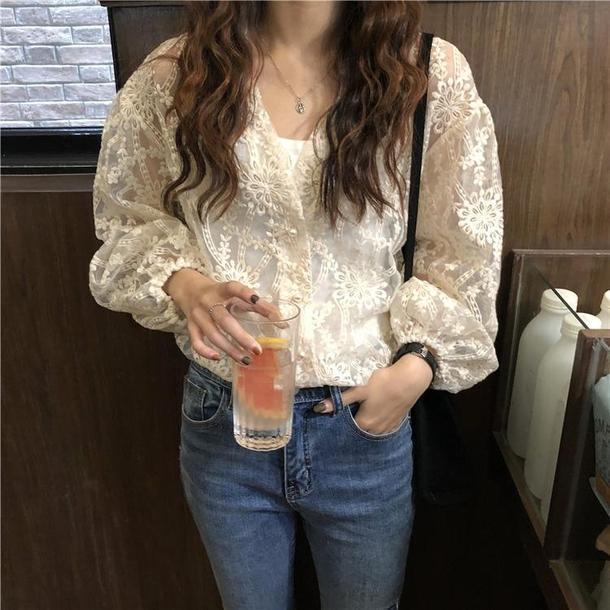 Vネックフワラーシアーシャツ 3451-画像7-韓国ファッション通販POPREA［ポップリア］