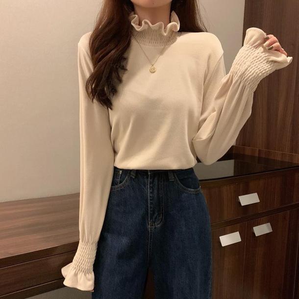 フリルフレアスリーブシャツ 4221-画像7-韓国ファッション通販POPREA［ポップリア］