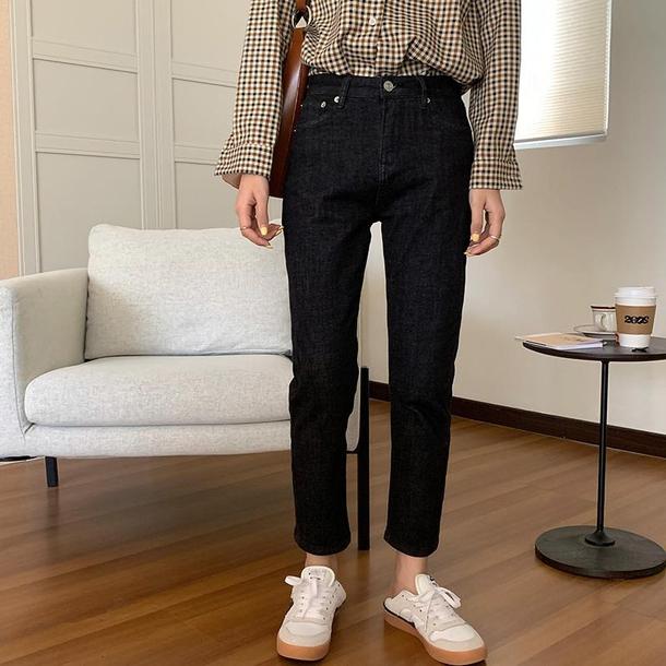 ブラックデニムストレートパンツ 4029-画像7-韓国ファッション通販POPREA［ポップリア］