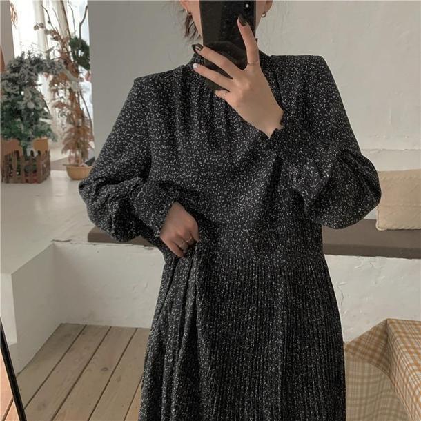 レトロシフォン細プリーツワンピース 3247-画像7-韓国ファッション通販POPREA［ポップリア］