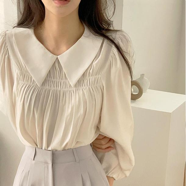 シフォン長袖プリーツシャツ 4395-画像7-韓国ファッション通販POPREA［ポップリア］