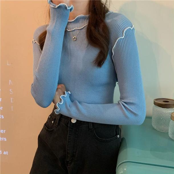 ハーフハイネックフリルニット 4141-画像7-韓国ファッション通販POPREA［ポップリア］