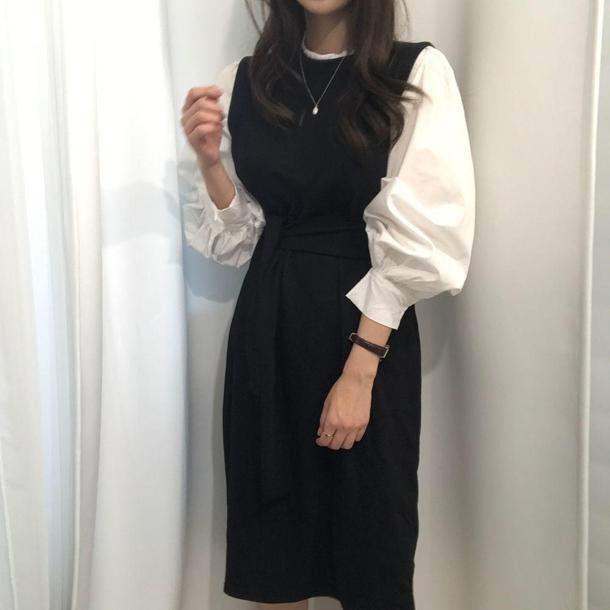 ウエストストラップレイヤード風ワンピ 3785-画像7-韓国ファッション通販POPREA［ポップリア］