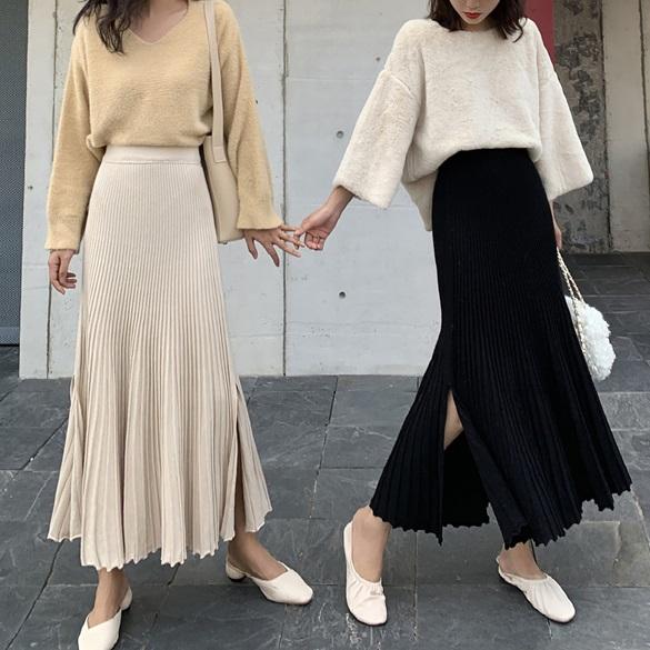 サイドスリットプリーツニットスカート 3901-画像7-韓国ファッション通販POPREA［ポップリア］