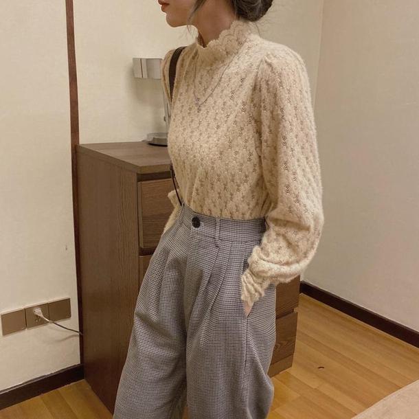 ハイカラーレーストップス 4112-画像7-韓国ファッション通販POPREA［ポップリア］