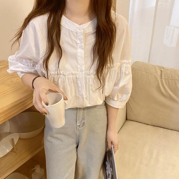 スモールレースステッチブラウス 4589-画像7-韓国ファッション通販POPREA［ポップリア］