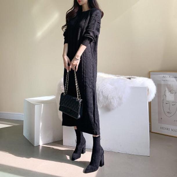 ツイストニットロングドレス 4137-画像7-韓国ファッション通販POPREA［ポップリア］