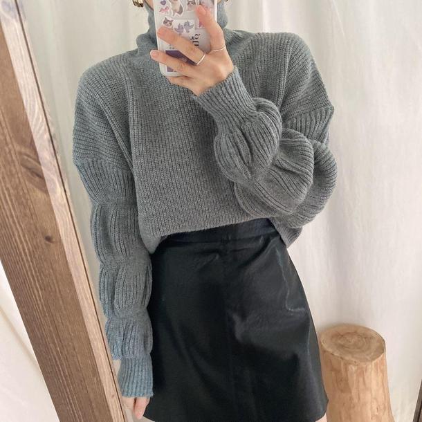 バブルスリーブショートニット 4115-画像8-韓国ファッション通販POPREA［ポップリア］