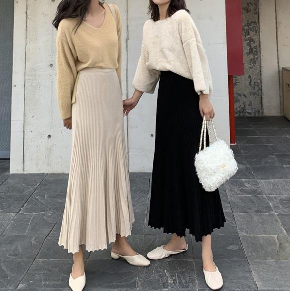 サイドスリットプリーツニットスカート 3901-画像8-韓国ファッション通販POPREA［ポップリア］