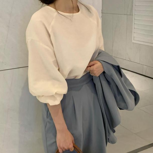 ラウンドネックランタンスリーブトップス 4444-画像8-韓国ファッション通販POPREA［ポップリア］