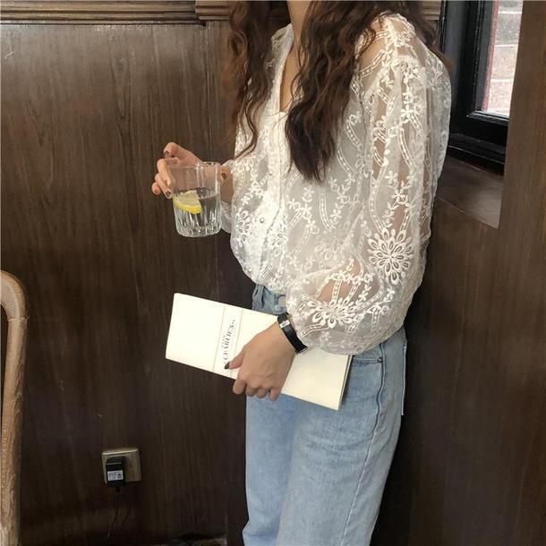 Vネックフワラーシアーシャツ 3451-画像8-韓国ファッション通販POPREA［ポップリア］