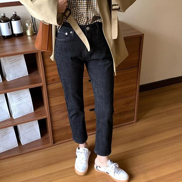 ブラックデニムストレートパンツ 4029-画像8-韓国ファッション通販POPREA［ポップリア］