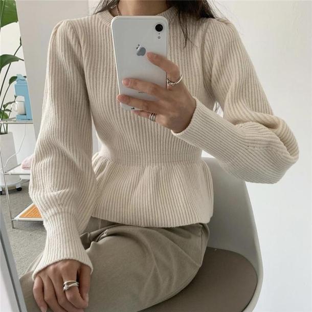 ペプラムシルエットニット4271-画像8-韓国ファッション通販POPREA［ポップリア］