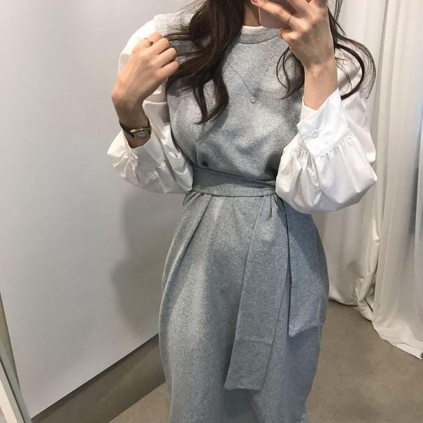 ウエストストラップレイヤード風ワンピ 3785-画像8-韓国ファッション通販POPREA［ポップリア］