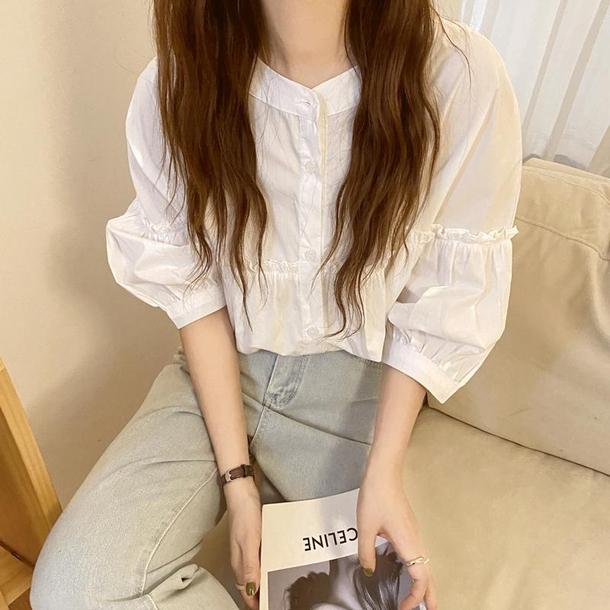 スモールレースステッチブラウス 4589-画像8-韓国ファッション通販POPREA［ポップリア］