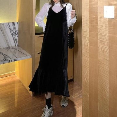 ベロアマーメイドキャミワンピ 4085-画像8-韓国ファッション通販POPREA［ポップリア］