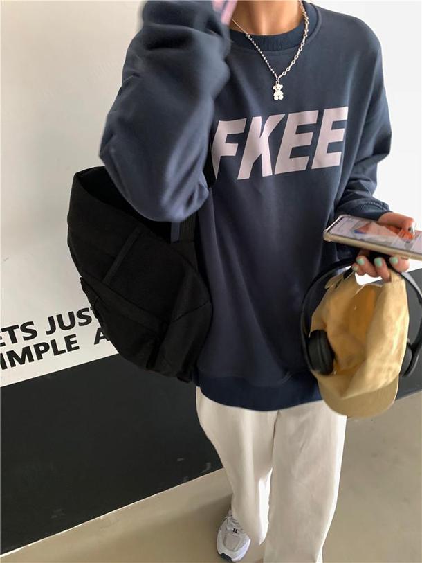 プリントラウンドネックトレーナー 3807-画像9-韓国ファッション通販POPREA［ポップリア］