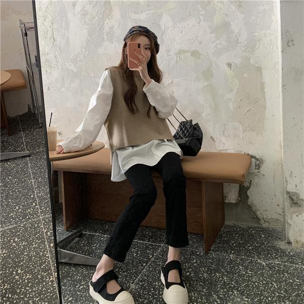 ニットベスト&袖コンシャスブラウス 4270-画像9-韓国ファッション通販POPREA［ポップリア］