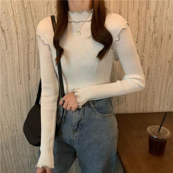 ハーフハイネックフリルニット 4141-画像9-韓国ファッション通販POPREA［ポップリア］