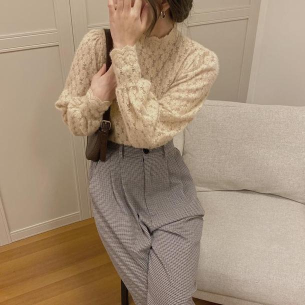 ハイカラーレーストップス 4112-画像9-韓国ファッション通販POPREA［ポップリア］