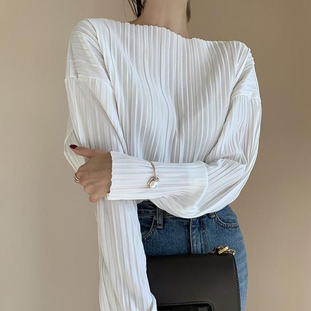 シックプリーツブラウス 4081-画像9-韓国ファッション通販POPREA［ポップリア］