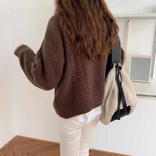 ニットラウンドネックカーディガン 4055-画像9-韓国ファッション通販POPREA［ポップリア］