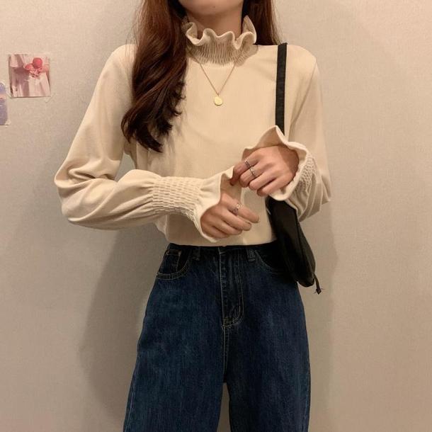 フリルフレアスリーブシャツ 4221-画像9-韓国ファッション通販POPREA［ポップリア］