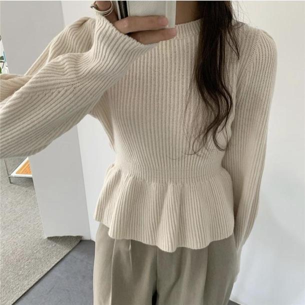 ペプラムシルエットニット4271-画像9-韓国ファッション通販POPREA［ポップリア］