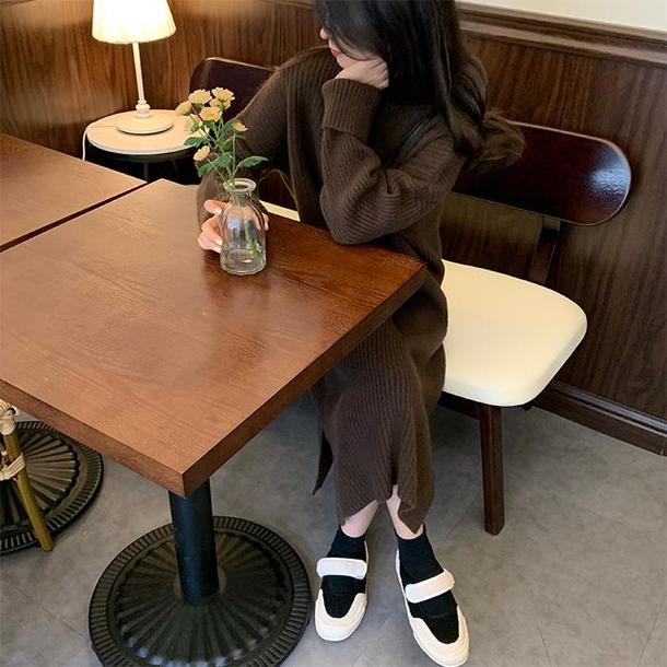 ラテカラーニットワンピース 4165-画像9-韓国ファッション通販POPREA［ポップリア］