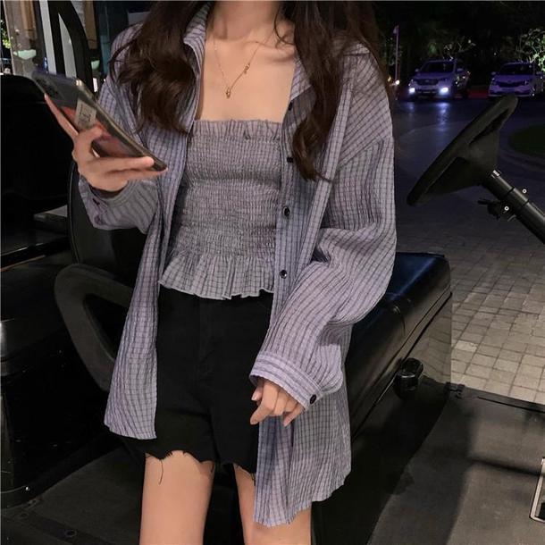 オーバーシャツ＆キャミ 3457-画像9-韓国ファッション通販POPREA［ポップリア］