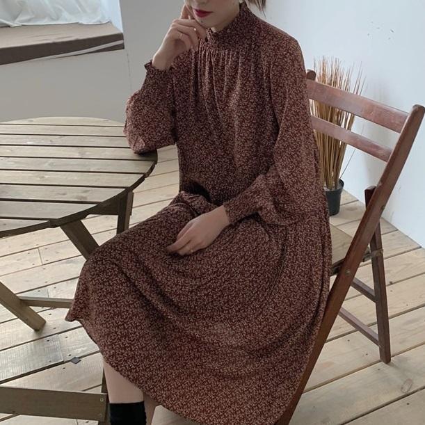 レトロシフォン細プリーツワンピース 3247-画像9-韓国ファッション通販POPREA［ポップリア］