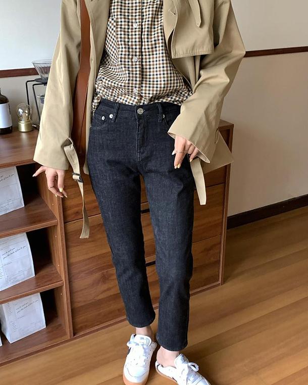 ブラックデニムストレートパンツ 4029-画像9-韓国ファッション通販POPREA［ポップリア］