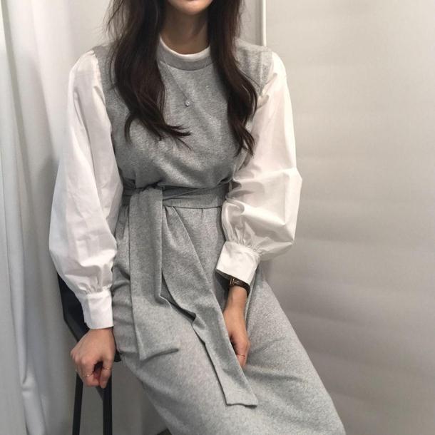 ウエストストラップレイヤード風ワンピ 3785-画像9-韓国ファッション通販POPREA［ポップリア］