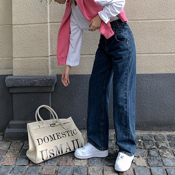 ウエストアシメデザインデニムパンツ 4088-画像9-韓国ファッション通販POPREA［ポップリア］