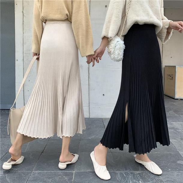 サイドスリットプリーツニットスカート 3901-画像9-韓国ファッション通販POPREA［ポップリア］